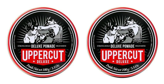 Uppercut Deluxe Deluxe Pomade Professional Water Based Pomade for Timeless and Classic Looks Strong Hold and High Shine 2 x 100g