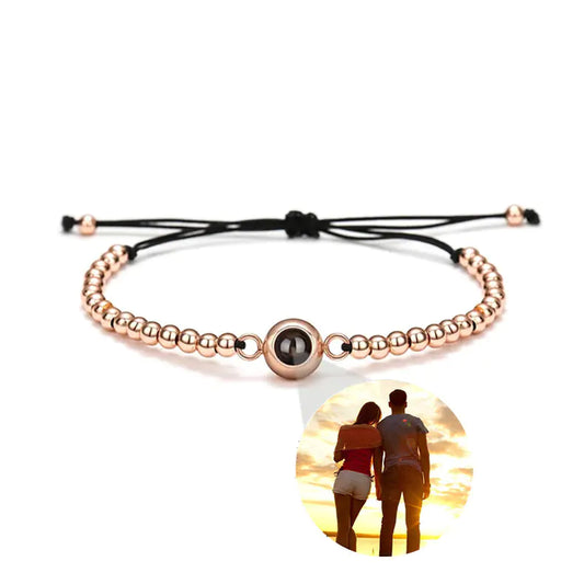 Couple Bracelet with Circular Projection in 100 Languages