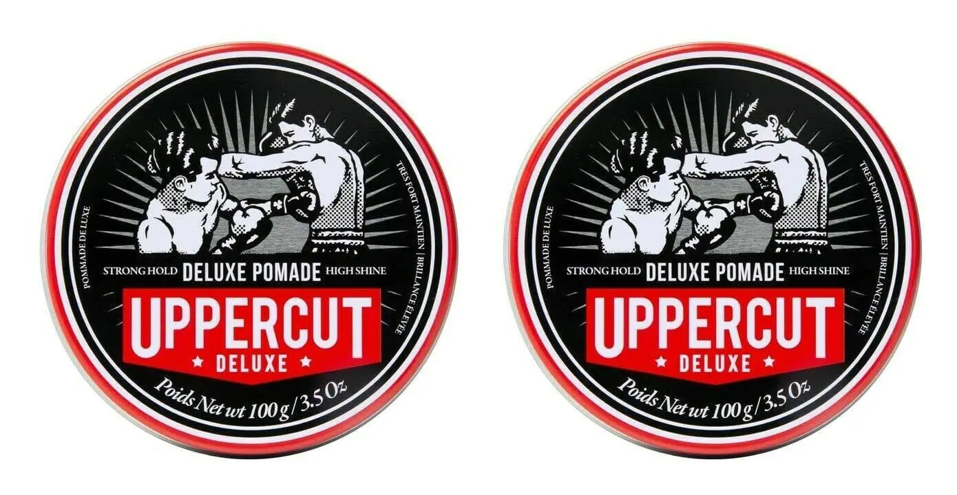 Uppercut Deluxe Deluxe Pomade Professional Water Based Pomade for Timeless and Classic Looks Strong Hold and High Shine 2 x 100g