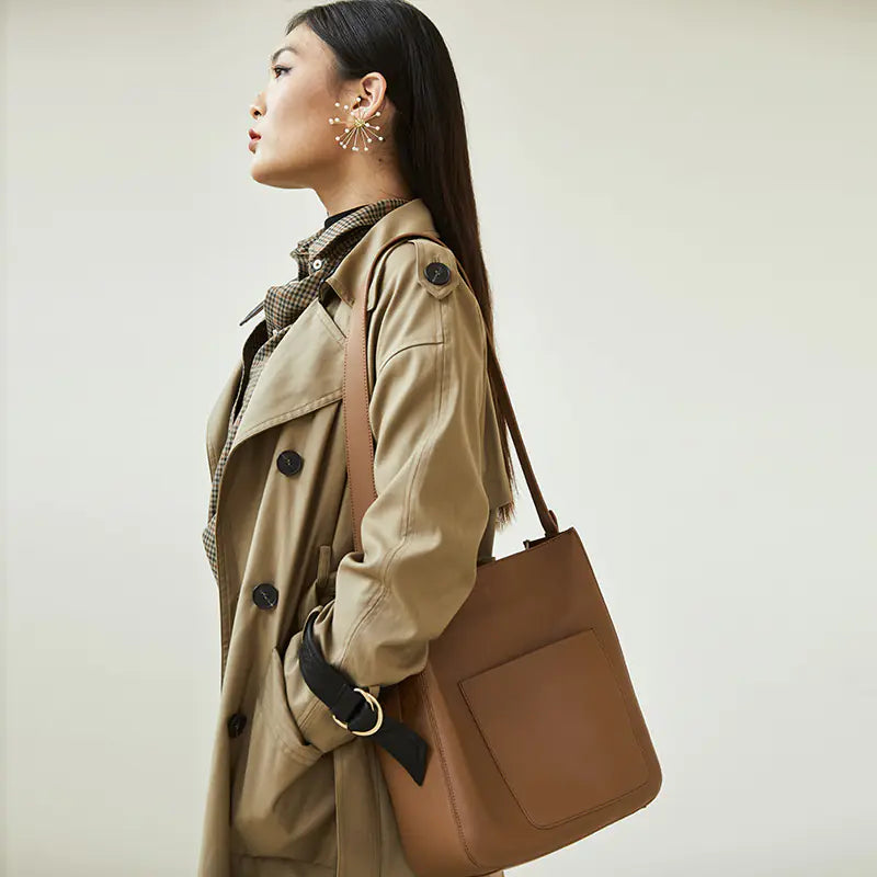 2022 New Vintage Leather Women's Bucket Bag