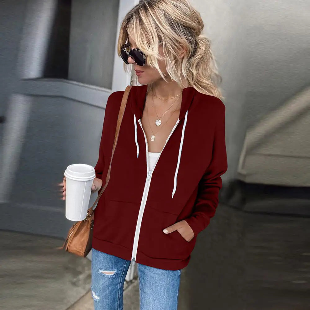 New Solid Color Hooded Sweater for Women in Autumn/Winter